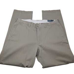 Polo Ralph Lauren Mens Tan Khaki Cotton Chino Pants Straight Leg 35x32